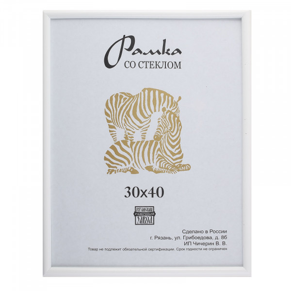 Рамка пластиковая 30*40 ZEBRA 500 белый