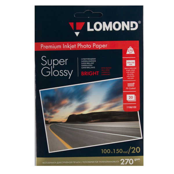 Фотобумага Lomond Super Glossy Bright 270/10*15/20 одн. 1106102