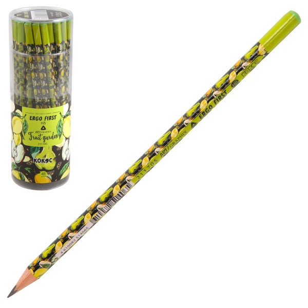 Карандаш НВ деревянный трехгранный заточенный КОКОС Ergo First Fruit Garden 211705