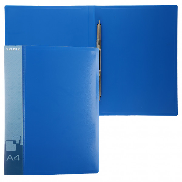 Папка-скоросшиватель пласт/метал с карм 0,70мм 16мм торц карм KLERK Standart 213869 синяя