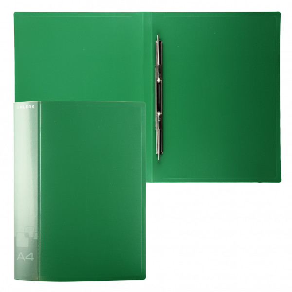Папка-скоросшиватель пласт/метал с карм 0,70мм 16мм торц карм KLERK Standart 213870 зеленая