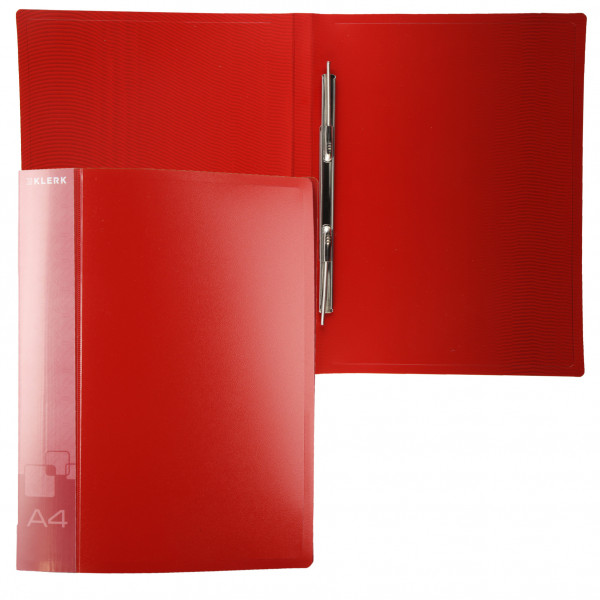 Папка-скоросшиватель пласт/метал с карм 0,70мм 16мм торц карм KLERK Standart 213871 красная