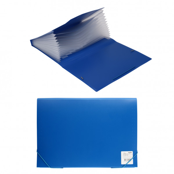 Папка на резинке А4 13 отд 0,70мм KLERK 213908 синяя