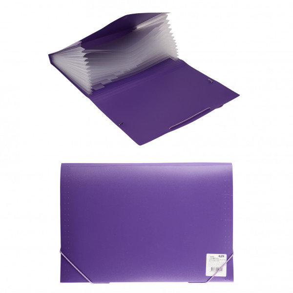 Папка на резинке А4 13 отд 0,70мм KLERK 213909 фиолетовая