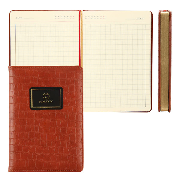 Ежедневник А5 н/д тв.обл. 168л. FLORENZO Alligator коричневый к/з