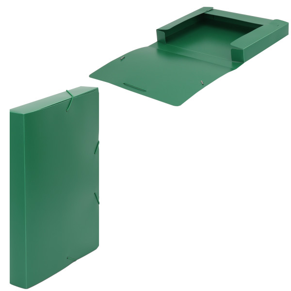 Короб архивный 40мм пластик с резинками KLERK 216003 зеленый