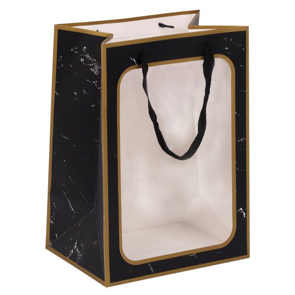 Пакет подароч. 25*35 с окном, мат.ламин. черный