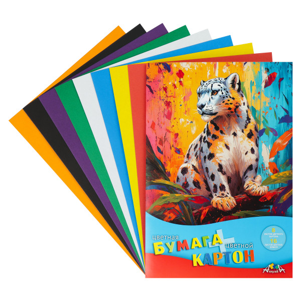 Набор цветного картона/бумаги 24л 8+16 Апплика С1832-20 Леопард