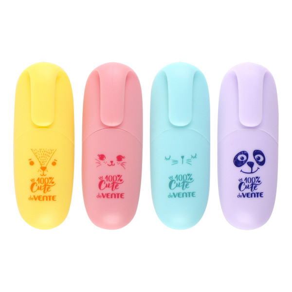 Набор маркеров-выделителей "DeVente Cute" 4шт.(мятн, жел, фиол, роз)1-5мм