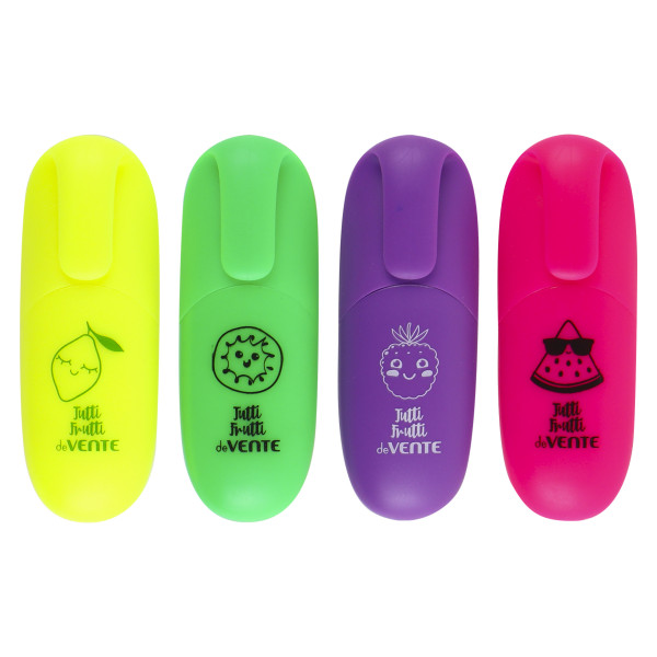 Набор маркеров-выделителей "DeVente Tutti-Frutti" 4шт.(неон. цв. зел, жел, фиол, роз)1-5мм