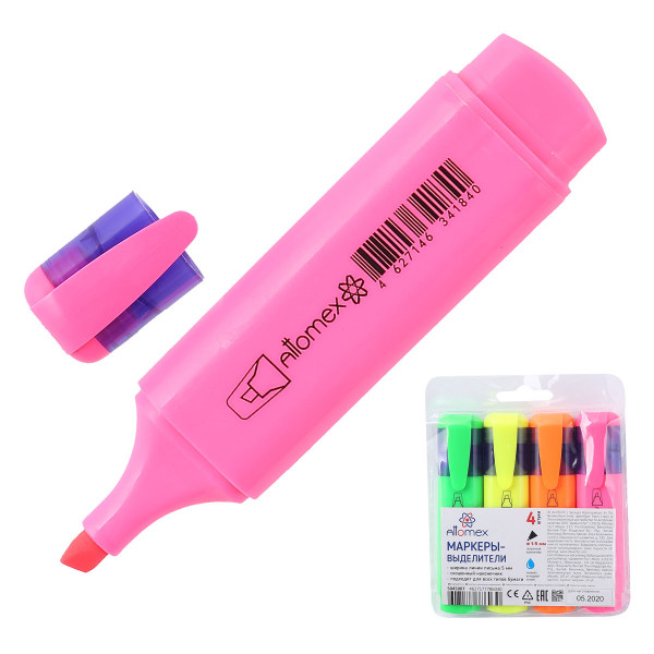 Набор маркеров-выделителей "Attomex" 4 шт 1-5 мм,
