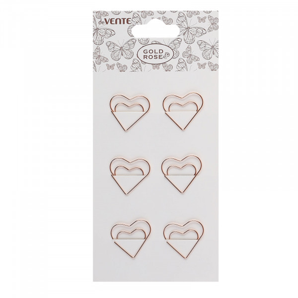 Скрепки мет. DeVente Gold Rose. Heart. розовое золото  30*28 6шт