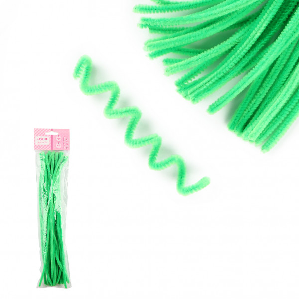 Проволока пушистая Шенил для творчества "deVENTE" 0,6x30 см, 30 шт, цвет зеленый