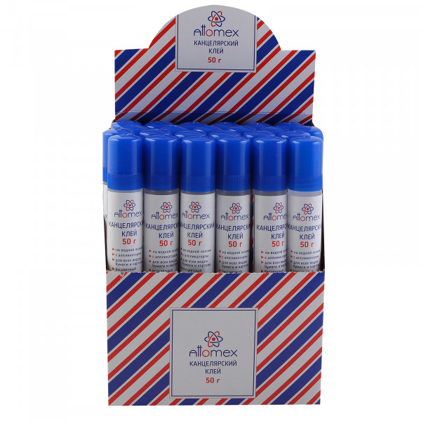 Клей канцелярский с аппликатором 50г Attomex на водной основе