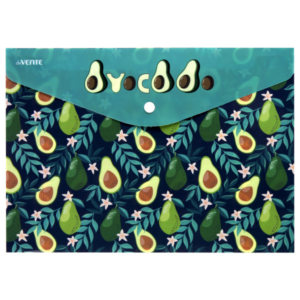 Папка-конверт на кнопке de Vente. Lots of avocado A4 непрозрачная с рисунком