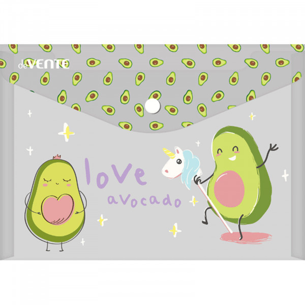 Папка-конверт на кнопке DeVente  Avocado A4 мат.полупрозрачная с рисунком