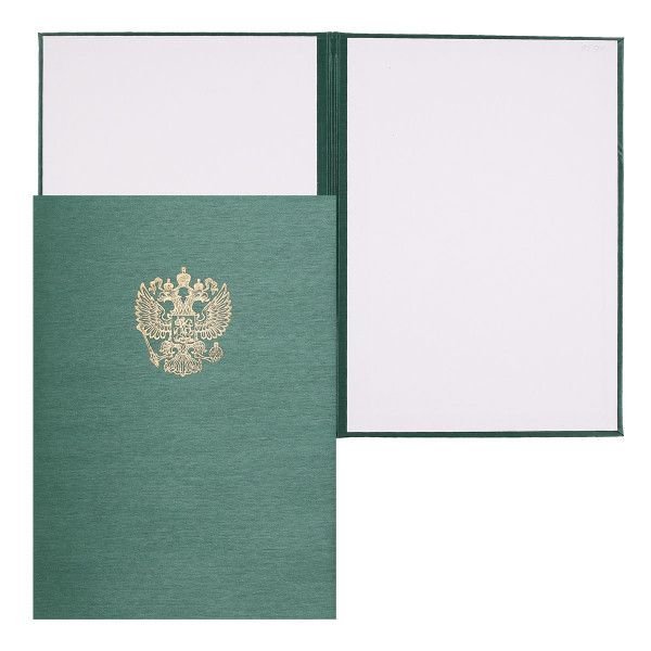 Папка адресная с российским орлом А4 балакрон шелк Имидж 4002-105 зел