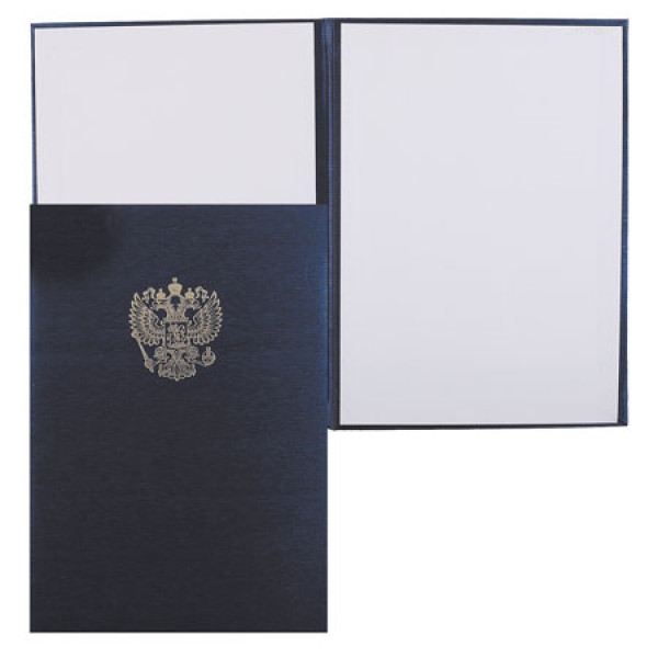 Папка адресная с российским орлом А4 балакрон шелк Имидж 4002-104 син