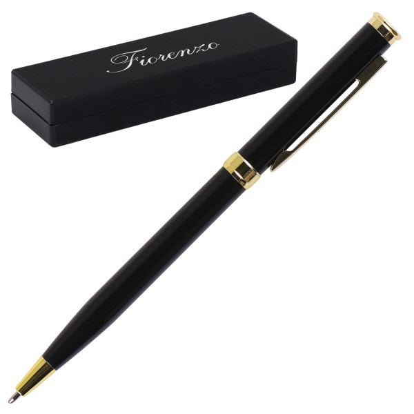 Ручка подарочная, шар. синяя FIORENZO, черн. корп. поворотный механизм