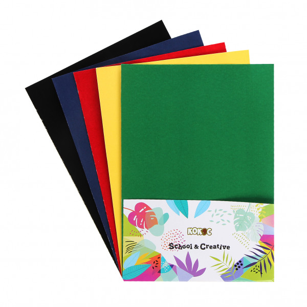 Набор цветной бархатной бумаги А4 5л 5цв в пакете КОКОС 183729