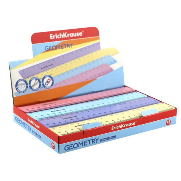 Линейка 20 см Pastel, ассорти 4 цв.