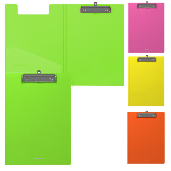 Папка-планшет с зажимом А4 пластик Erich Krause Matt Neon 50140 ассорти