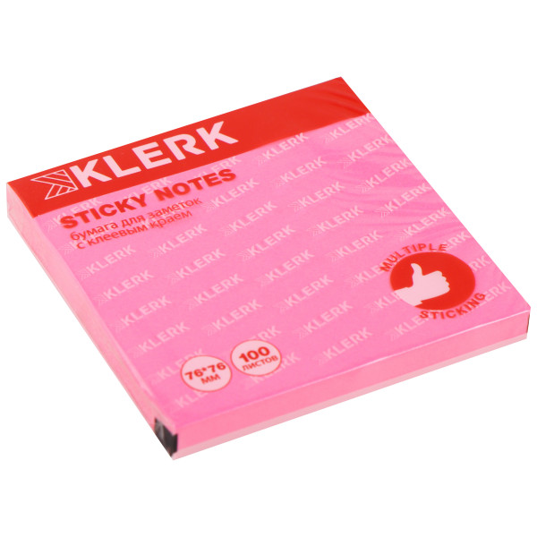 Блок самоклеящийся 76*76 100л KLERK 206911 Neon розовый