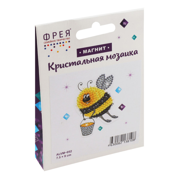 Кристальная мозайка (алмаз.) "Шмель" магнит 7*9,5