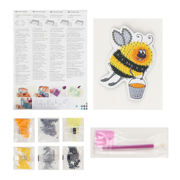 Кристальная мозайка (алмаз.) "Шмель" магнит 7*9,5