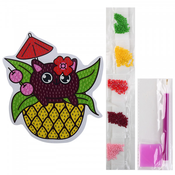 Кристальная мозайка (алмаз.) "ТропиКот" магнит 9*10,5см