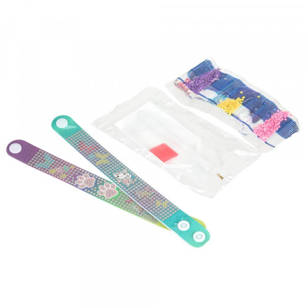 Браслеты алмазной мозайкой сердечки 2шт