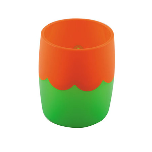 Настольная подставка-стакан для канцелярских принадлежностей Стамм Двухцветная СН503 зелено-оранжевая
