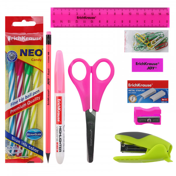 Набор настольный ERICH KRAUSE Victoria Neon Solid 53263 13 предм розовый