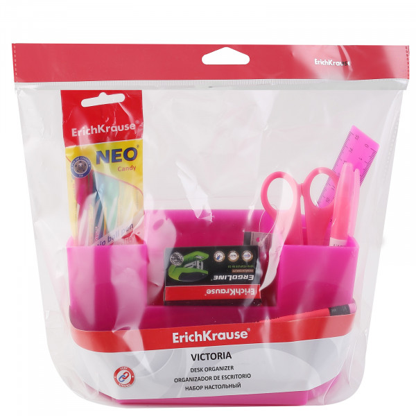 Набор настольный ERICH KRAUSE Victoria Neon Solid 53263 13 предм розовый
