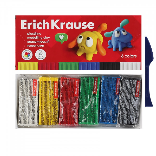 Пластилин 6цв. "ErichKrause Jolly Friends" со стеком 108