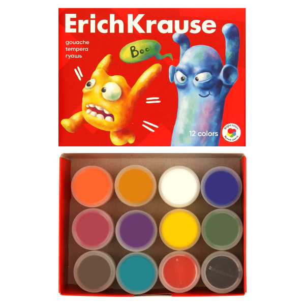 Гуашь 12цв. по 20мл. "ErichKrause" Jolly Friends