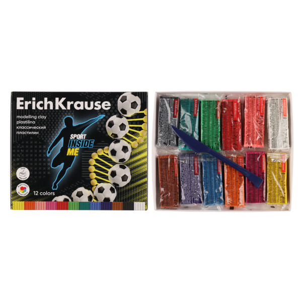 Пластилин 12цв. "ErichKrause Sport DNA" со стеком 180g