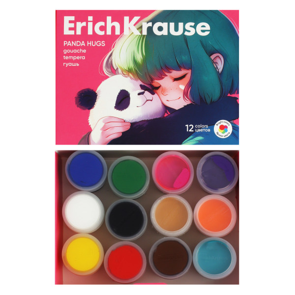 Гуашь 12цв. по 20мл. "ErichKrause" Panda Hugs
