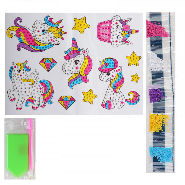 Алмазная мозайка-стикер Единороги