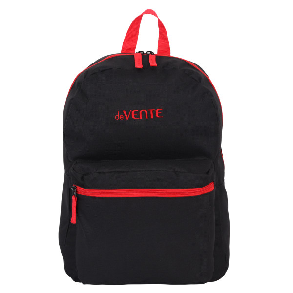 Рюкзак "deVENTE. Black" подростковый 40x29x17 см 1 отд на молнии черный с красным