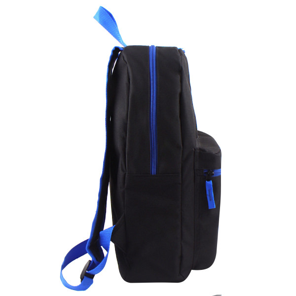 Рюкзак "deVENTE. Black" подростковый 40x29x17 см 1 отд на молнии, черный с синим