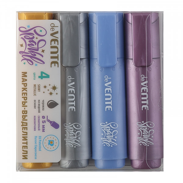 Набор маркеров-выделителей "deVENTE. Sparkle" 04 цв metallic с блест.