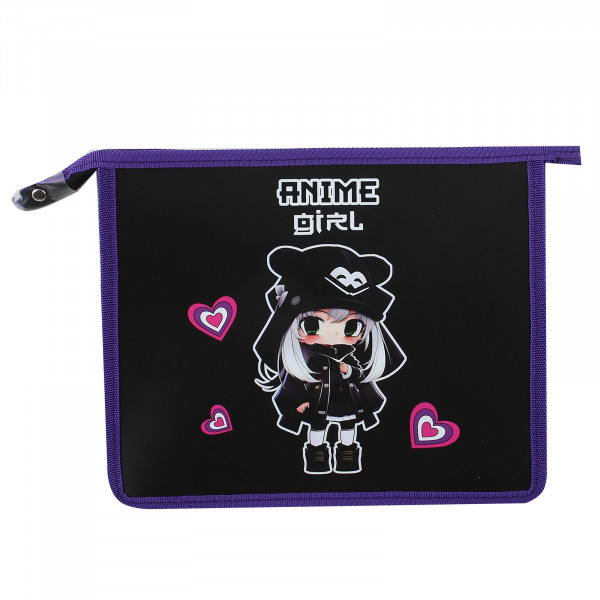 Папка для тетрадей de Vente Anime Girl A5 на молнии сверху.непрозрачная с рисунком