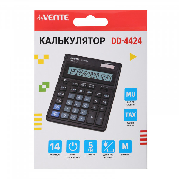 Калькулятор настольный 14-разр."deVENTE" DD-4424  153х199х31 мм, черный
