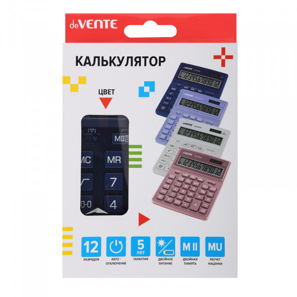 Калькулятор настольный 12-разр."deVENTE" DD-4442В  155х204х31 мм, синий