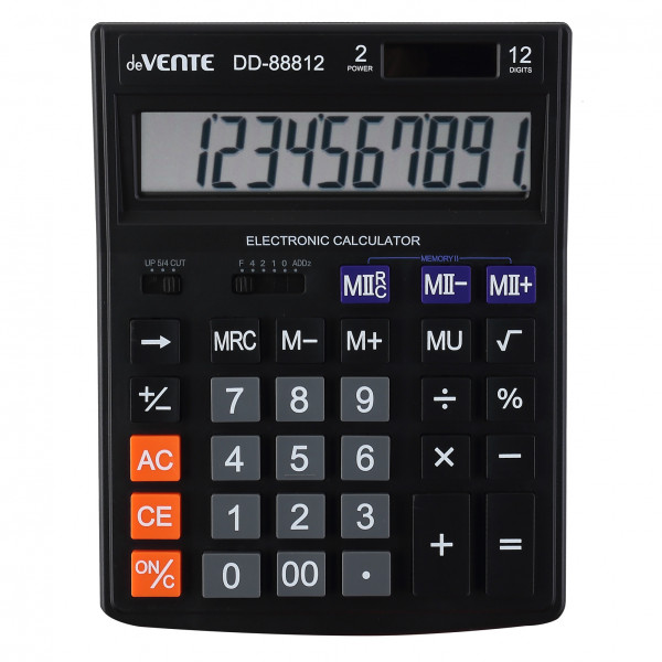 Калькулятор настольный 12-разр."deVENTE" DD-88812  145х190х35 мм, черный