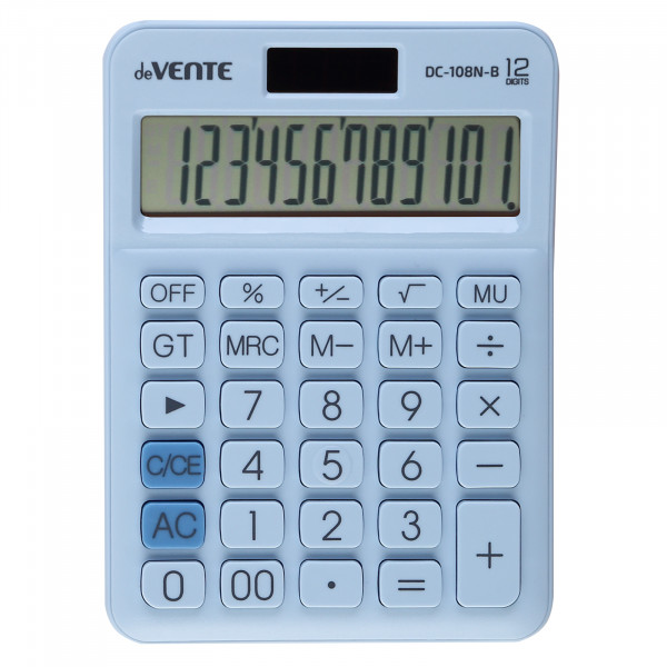 Калькулятор настольный 12-разр. DeVente DC-108N-В пастельный голубой