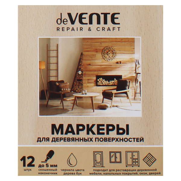 Маркер для деревянных поверхностей "deVENTE. Repair" скошенный наконечник, 1-5 мм, цвет - бук