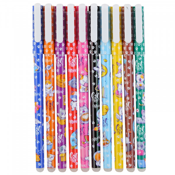 Набор ручек гелевых 10цв. стираемых "deVENTE. Из жизни котиков" d=0,5 мм