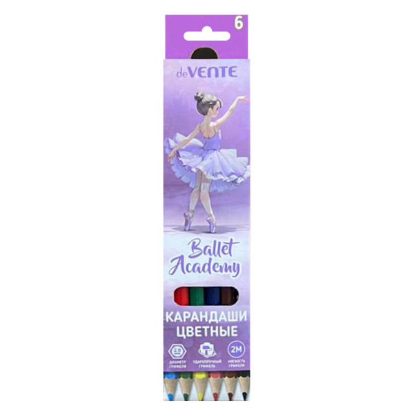 Карандаши 6 цв. "deVENTE. Ballet Academy" шестигранные